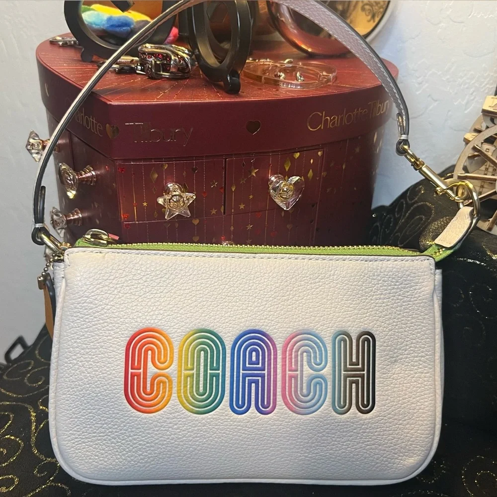 Coach White Color Block Nolita Shoulder Bag with Rainbow Pride Logo